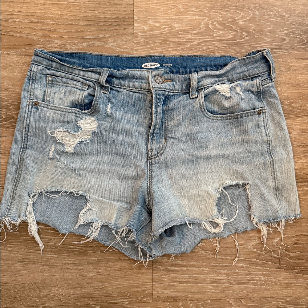 Old Navy Women's Distressed Denim Shorts - Light Blue Size 12